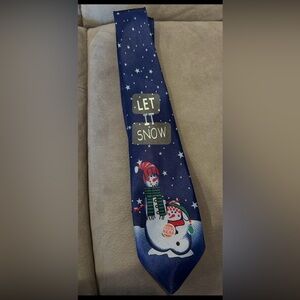 Festive Snowman Tie with 'Let It Snow' Design
